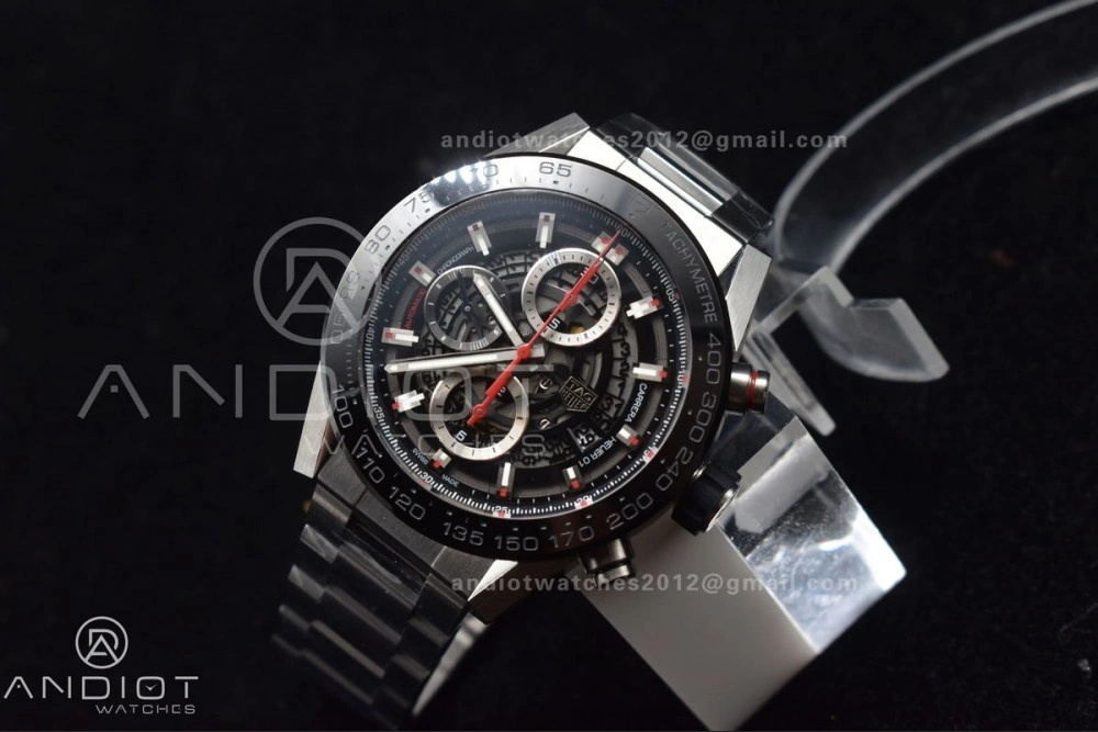 Calibre Heuer 01 Chrono SS XF 1:1 Best Edition Black Dial on SS Bracelet Strap A1887