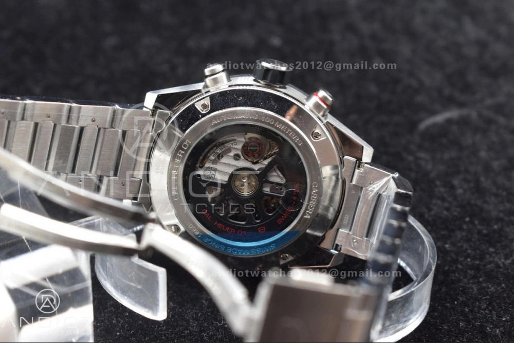 Calibre Heuer 01 Chrono SS XF 1:1 Best Edition Black Dial on SS Bracelet Strap A1887