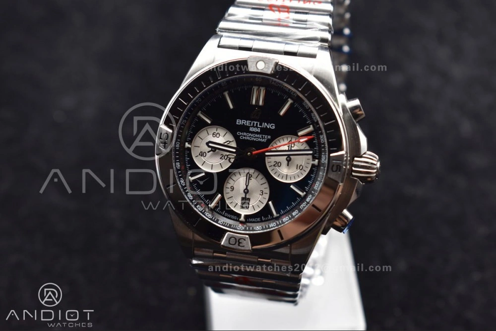 Chronomat B01 42mm SS BLSF 1:1 Best Edition Black Dial on SS Bracelet A7750