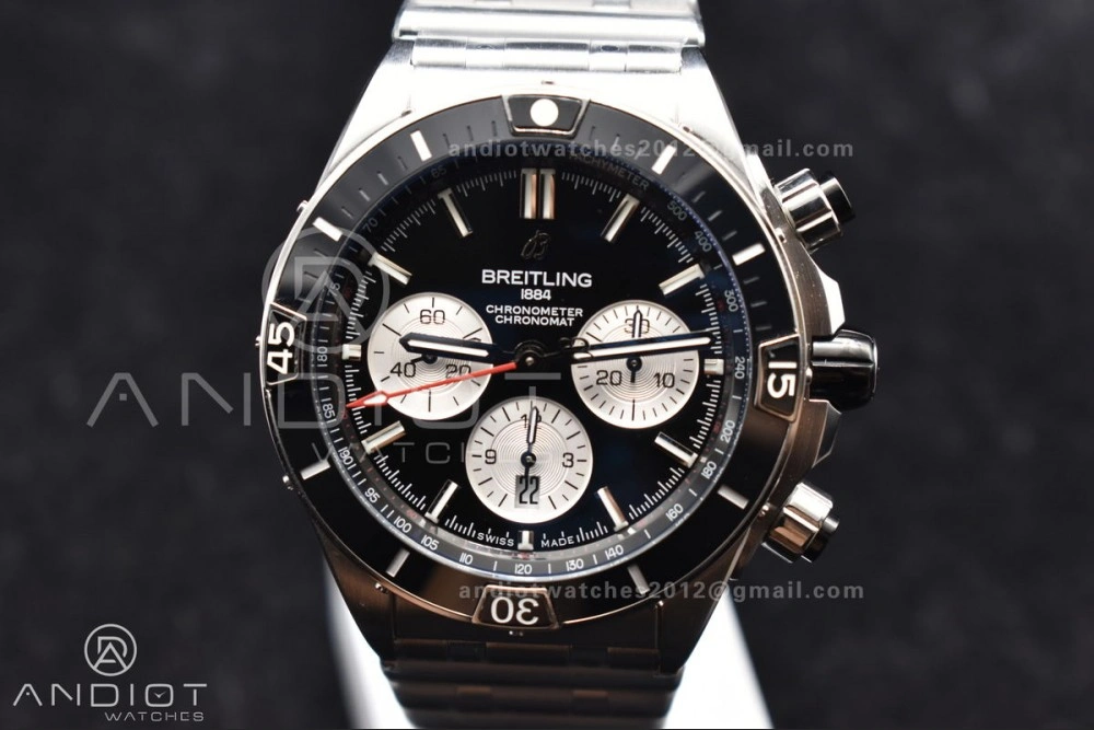 Chronomat B01 44mm SS BLSF 1:1 Best Edition Black Dial on SS Bracelet A7750