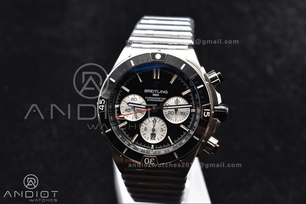 Chronomat B01 44mm SS BLSF 1:1 Best Edition Black Dial on SS Bracelet A7750