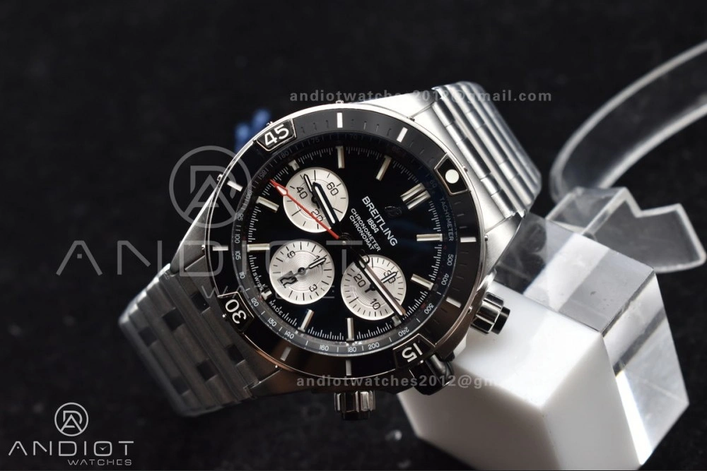 Chronomat B01 44mm SS BLSF 1:1 Best Edition Black Dial on SS Bracelet A7750