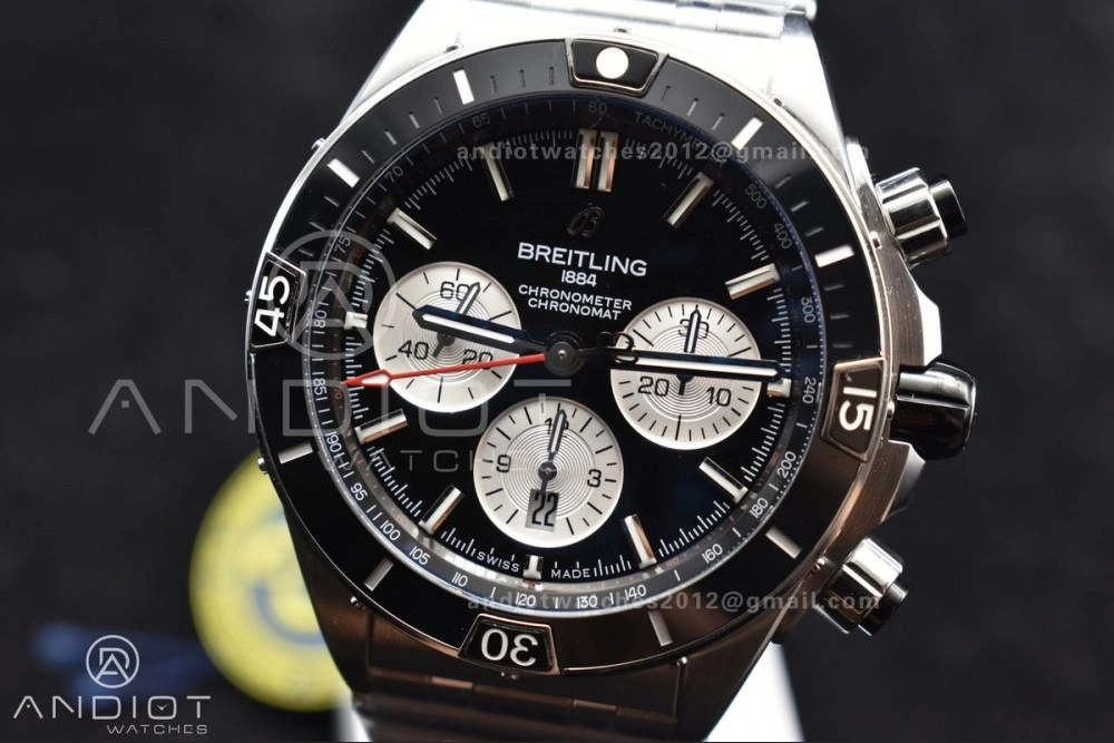 Chronomat B01 44mm SS BLSF 1:1 Best Edition Black Dial on SS Bracelet A7750