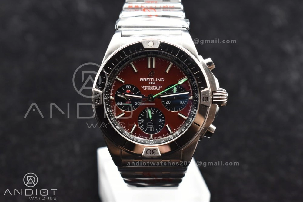 Chronomat B01 44mm SS BLSF 1:1 Best Edition Red Dial On SS Bracelet A7750