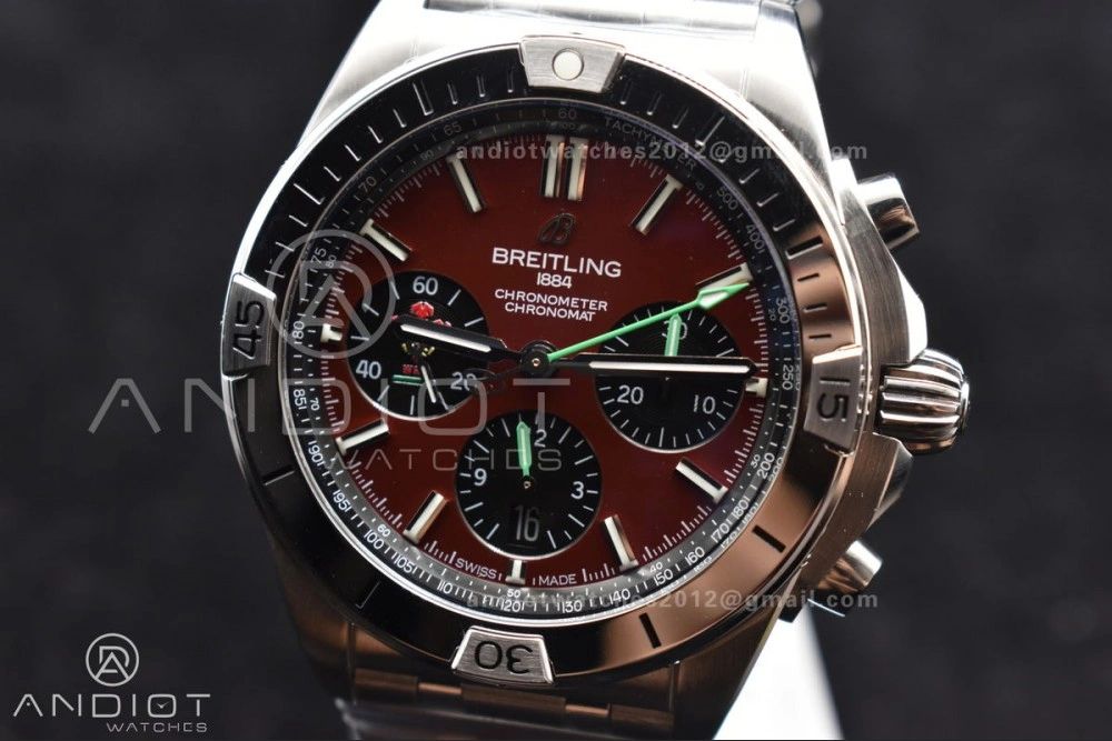 Chronomat B01 44mm SS BLSF 1:1 Best Edition Red Dial On SS Bracelet A7750