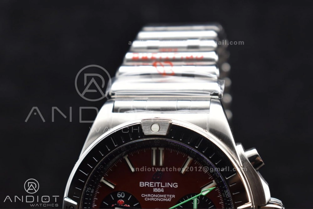Chronomat B01 44mm SS BLSF 1:1 Best Edition Red Dial On SS Bracelet A7750