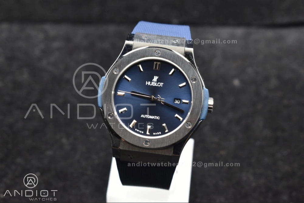 Classic Fusion 42mm SS HBF 1:1 Best Edition Blue Dial On Blue Gummy Strap A2892