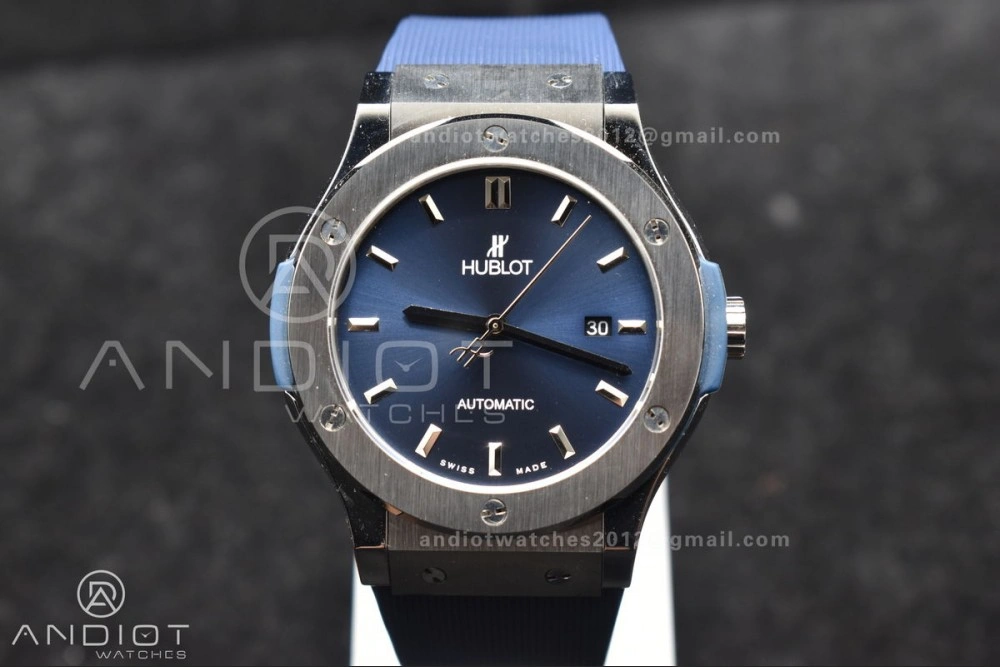 Classic Fusion 42mm SS HBF 1:1 Best Edition Blue Dial On Blue Gummy Strap A2892
