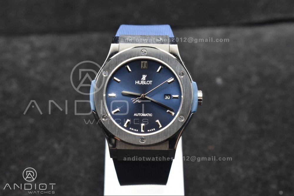 Classic Fusion 42mm SS HBF 1:1 Best Edition Blue Dial On Blue Gummy Strap A2892