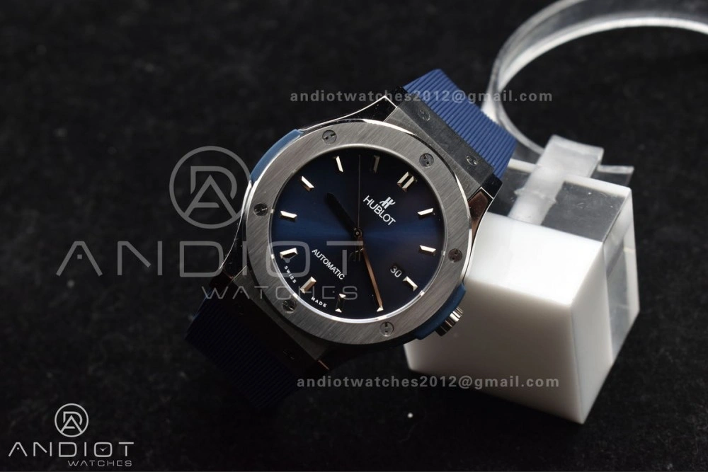 Classic Fusion 42mm SS HBF 1:1 Best Edition Blue Dial On Blue Gummy Strap A2892
