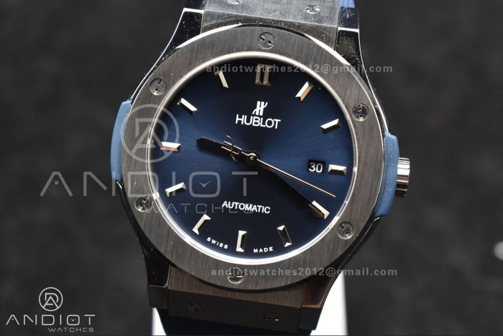 Classic Fusion 42mm SS HBF 1:1 Best Edition Blue Dial On Blue Gummy Strap A2892