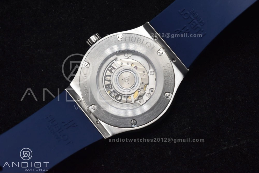 Classic Fusion 42mm SS HBF 1:1 Best Edition Blue Dial On Blue Gummy Strap A2892