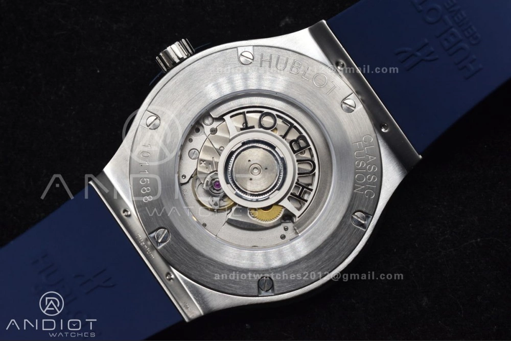 Classic Fusion 42mm SS HBF 1:1 Best Edition Blue Dial On Blue Gummy Strap A2892