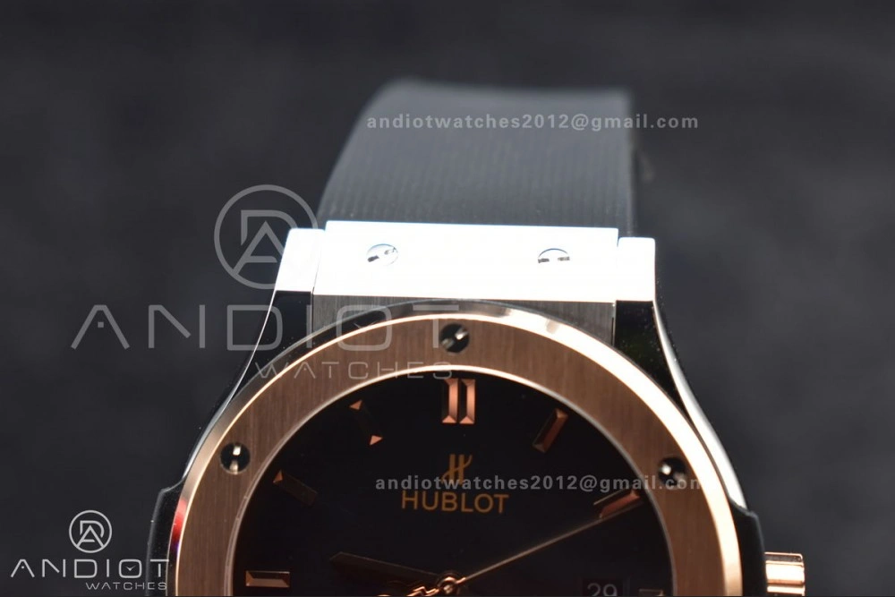 Classic Fusion 45mm RG HBF 1:1 Best Edition Black Dial on Black Gummy Strap A2892