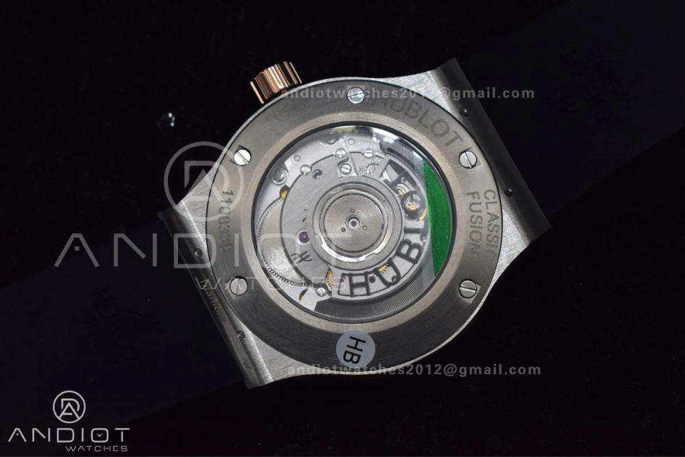 Classic Fusion 45mm RG HBF 1:1 Best Edition Black Dial on Black Gummy Strap A2892