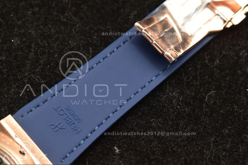 Classic Fusion 45mm SS HBF 1:1 Best Edition Blue Dial with Diamond Bezel on Blue Gummy Strap A2892