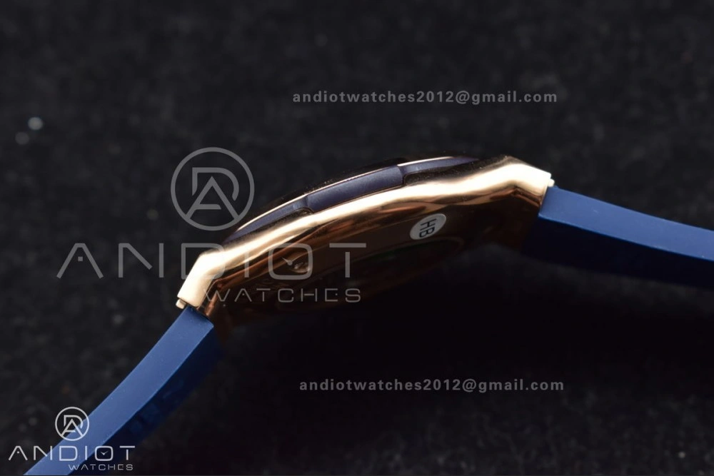 Classic Fusion 45mm SS HBF 1:1 Best Edition Blue Dial with Diamond Bezel on Blue Gummy Strap A2892