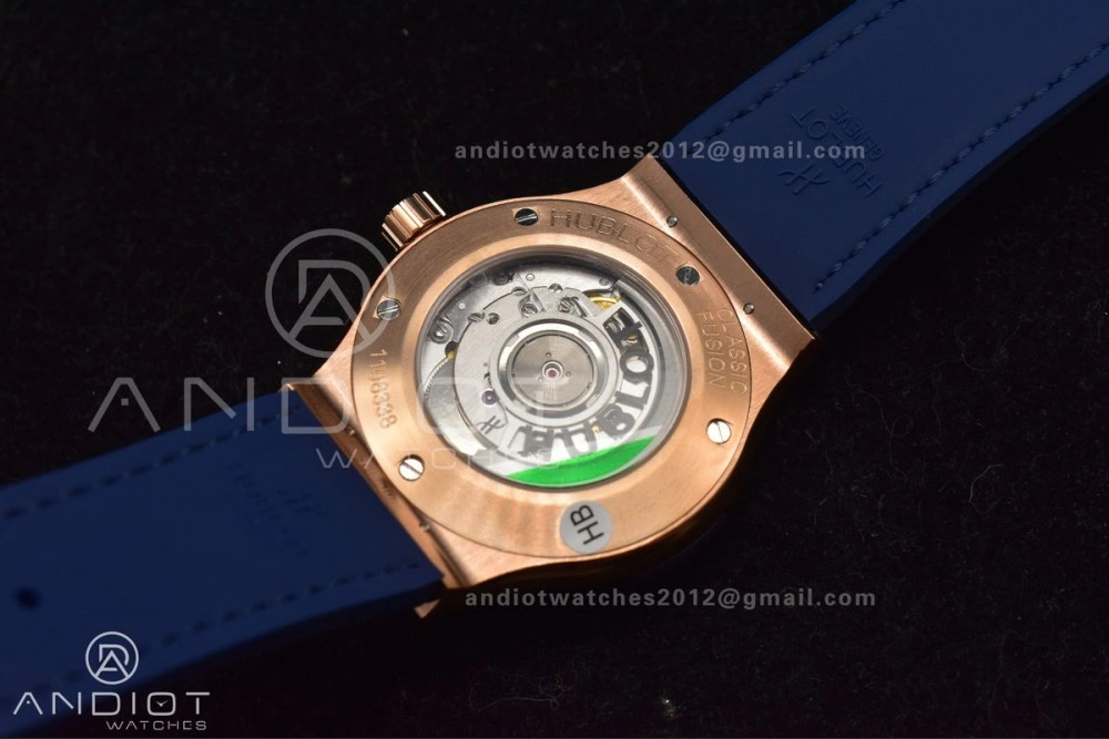 Classic Fusion 45mm SS HBF 1:1 Best Edition Blue Dial with Diamond Bezel on Blue Gummy Strap A2892