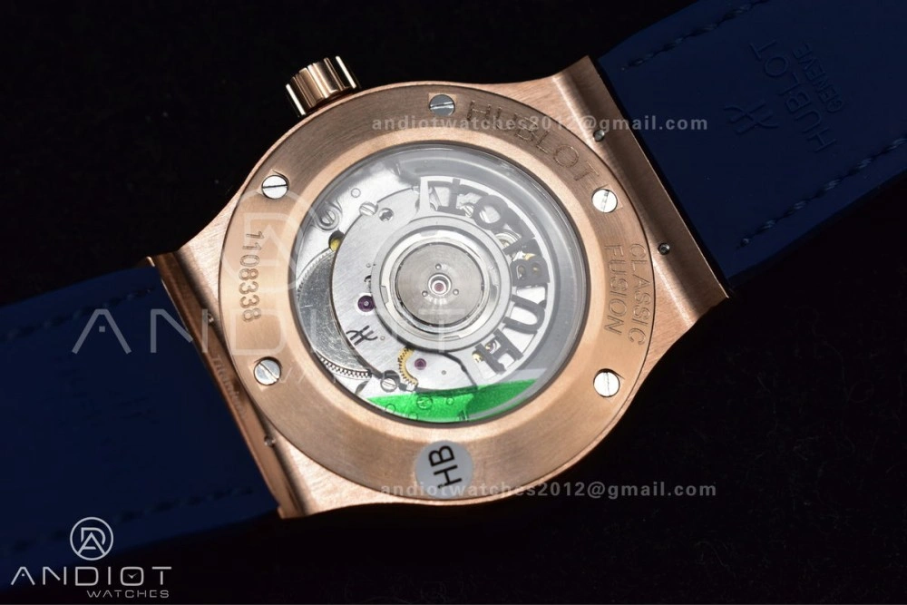 Classic Fusion 45mm SS HBF 1:1 Best Edition Blue Dial with Diamond Bezel on Blue Gummy Strap A2892