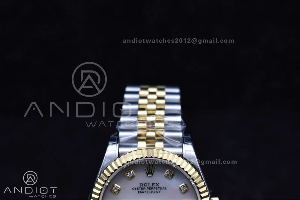 DateJust 31 Ladies 278271 GSF 316L Steel MOP Diamond Dial On YG President Bracelet
