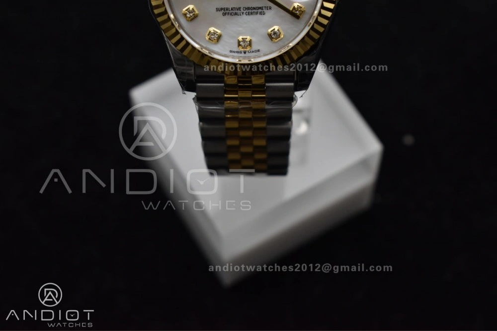 DateJust 31 Ladies 278271 GSF 316L Steel MOP Diamond Dial On YG President Bracelet
