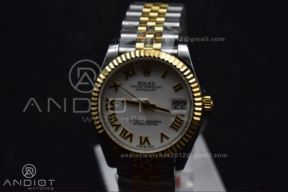DateJust 31 Ladies 278271 GSF 316L Steel White Dial Roman Markers on YG President Bracelet