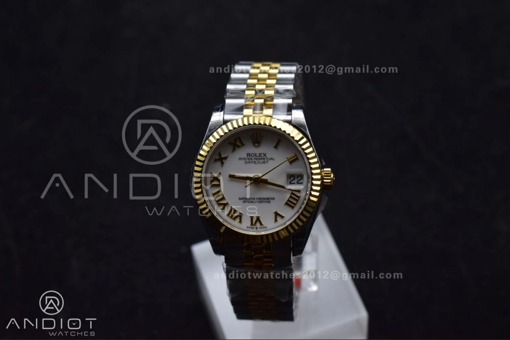 DateJust 31 Ladies 278271 GSF 316L Steel White Dial Roman Markers on YG President Bracelet
