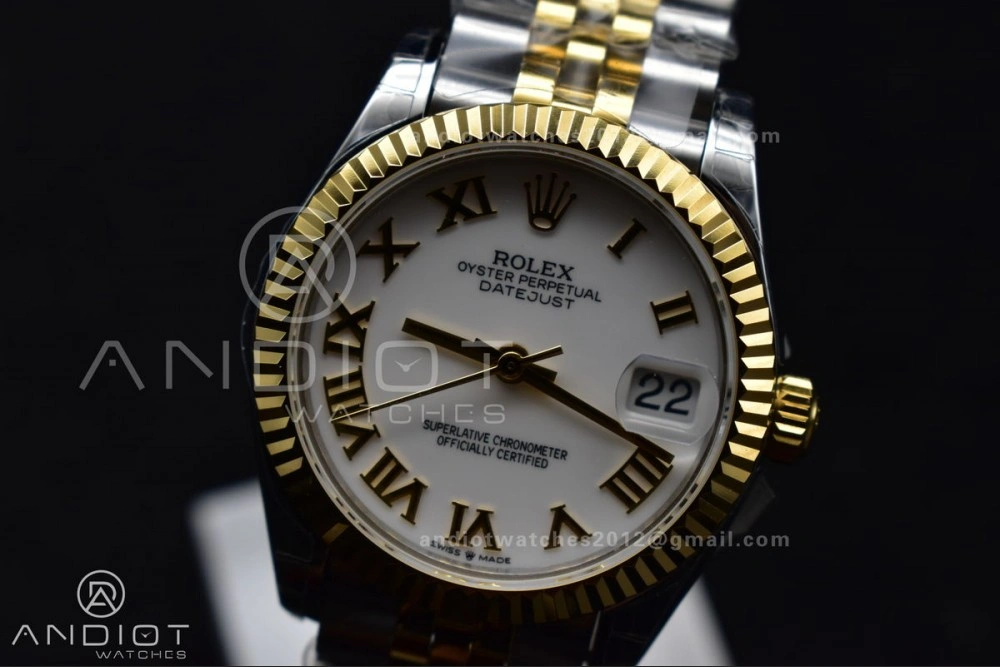 DateJust 31 Ladies 278271 GSF 316L Steel White Dial Roman Markers on YG President Bracelet