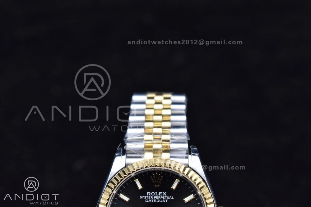 DateJust 31 Ladies 278273 GSF 316L Steel Black Dial Stick Markers on YG President Bracelet