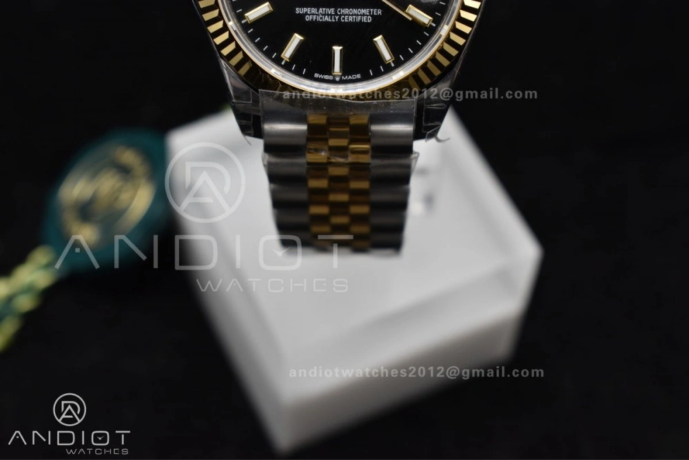 DateJust 31 Ladies 278273 GSF 316L Steel Black Dial Stick Markers on YG President Bracelet