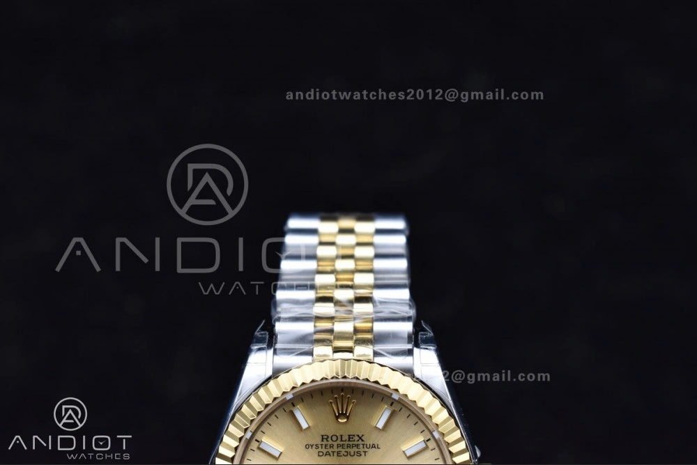 DateJust 31 Ladies 278273 GSF 316L Steel Gold Dial Stick Markers On YG President Bracelet