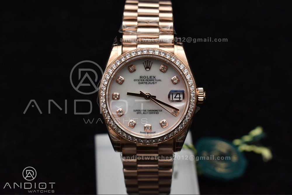 DateJust 31 Ladies 278275 GSF 316L Steel MOP Diamond Dial On Full RG Case and President Sytle Bracelet