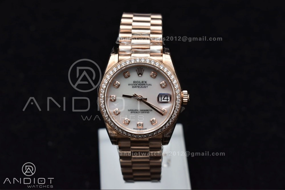DateJust 31 Ladies 278275 GSF 316L Steel MOP Diamond Dial On Full RG Case and President Sytle Bracelet