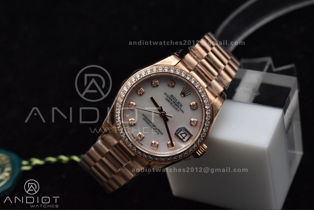 DateJust 31 Ladies 278275 GSF 316L Steel MOP Diamond Dial On Full RG Case and President Sytle Bracelet