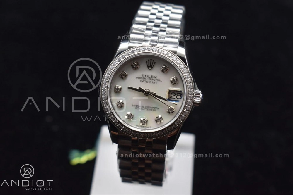 DateJust 31 Ladies 278289 WF 316L Steel White Dial Fluted Bezel On President Syle Bracelet
