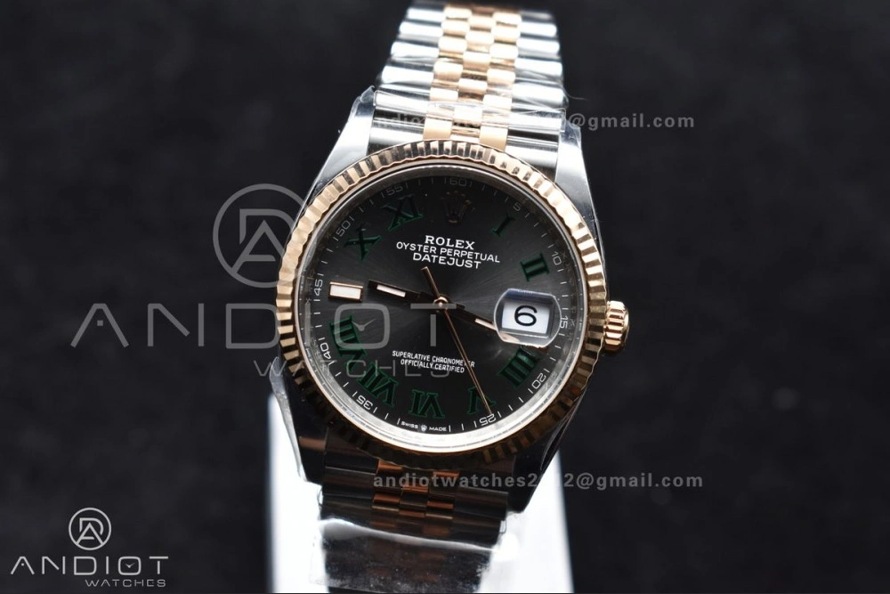 DateJust 36 126231 Clean 1:1 Best Edition 904L Steel Gray DIal Green Roman Marker on SS RG Jubilee Bracelet VR3235