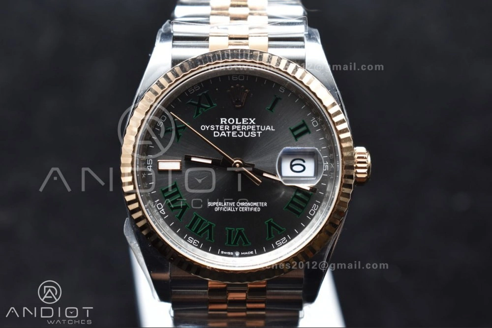 DateJust 36 126231 Clean 1:1 Best Edition 904L Steel Gray DIal Green Roman Marker on SS RG Jubilee Bracelet VR3235