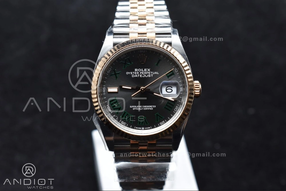 DateJust 36 126231 Clean 1:1 Best Edition 904L Steel Gray DIal Green Roman Marker on SS RG Jubilee Bracelet VR3235