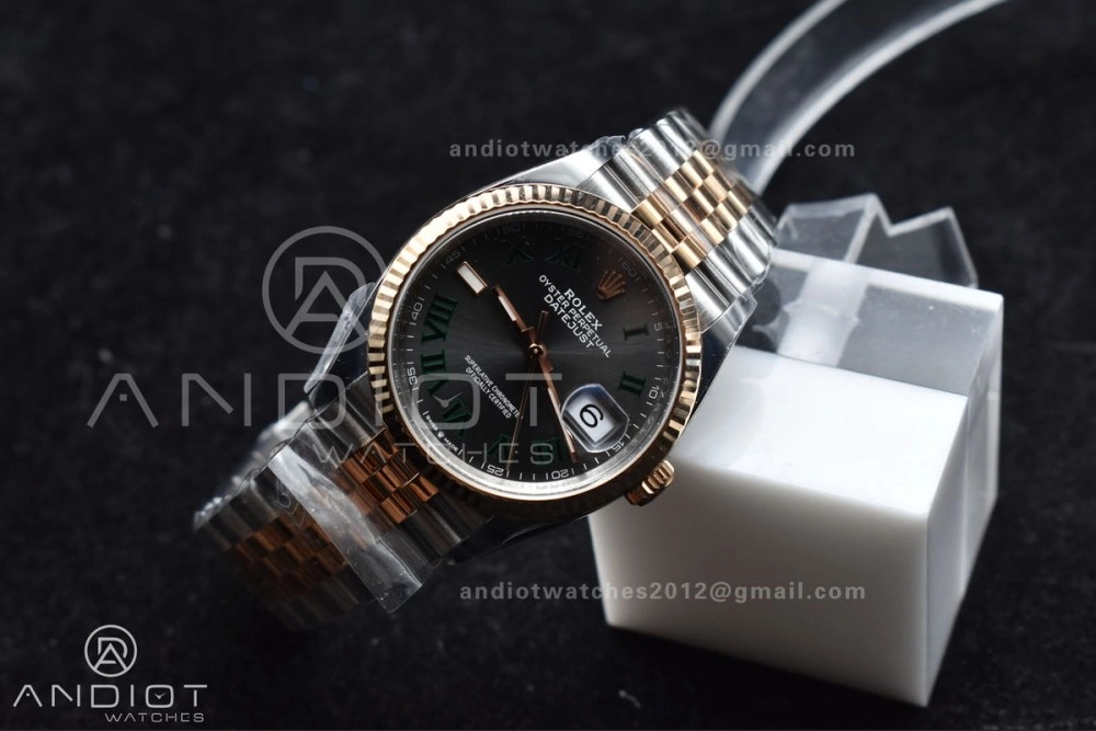 DateJust 36 126231 Clean 1:1 Best Edition 904L Steel Gray DIal Green Roman Marker on SS RG Jubilee Bracelet VR3235