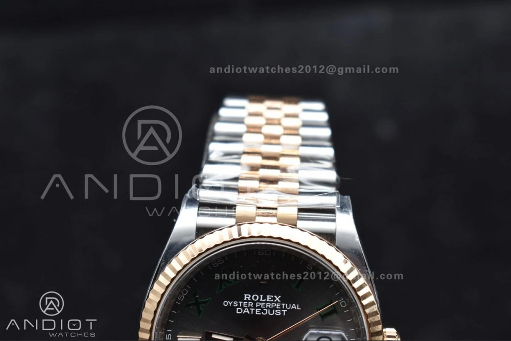 DateJust 36 126231 Clean 1:1 Best Edition 904L Steel Gray DIal Green Roman Marker on SS RG Jubilee Bracelet VR3235