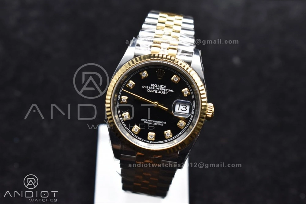 DateJust 36 126233 Clean 1:1 Best Edition 904L Steel Black Diamonds Dial on SS YG Jubilee Bracelet VR3235