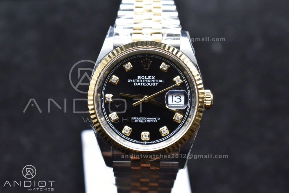 DateJust 36 126233 Clean 1:1 Best Edition 904L Steel Black Diamonds Dial on SS YG Jubilee Bracelet VR3235
