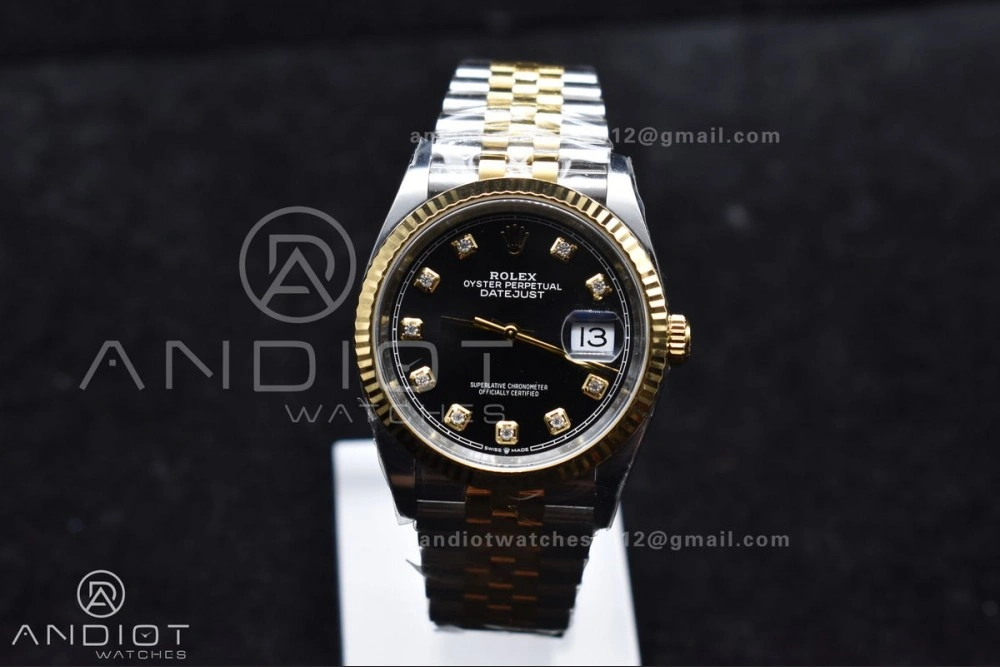 DateJust 36 126233 Clean 1:1 Best Edition 904L Steel Black Diamonds Dial on SS YG Jubilee Bracelet VR3235