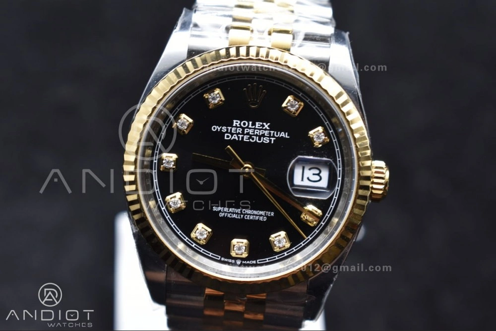 DateJust 36 126233 Clean 1:1 Best Edition 904L Steel Black Diamonds Dial on SS YG Jubilee Bracelet VR3235