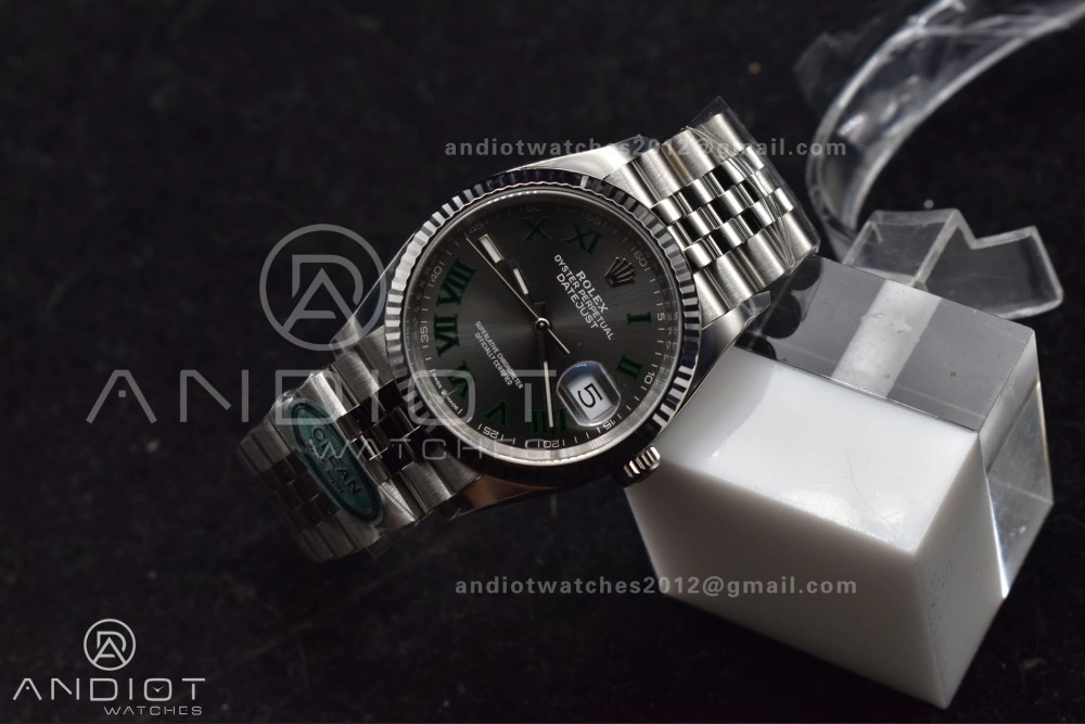 DateJust 36 126234 Clean 1:1 Best Edition 904L Steel Gray Dial Green Roman Markers on Jubilee Bracelet VR3235