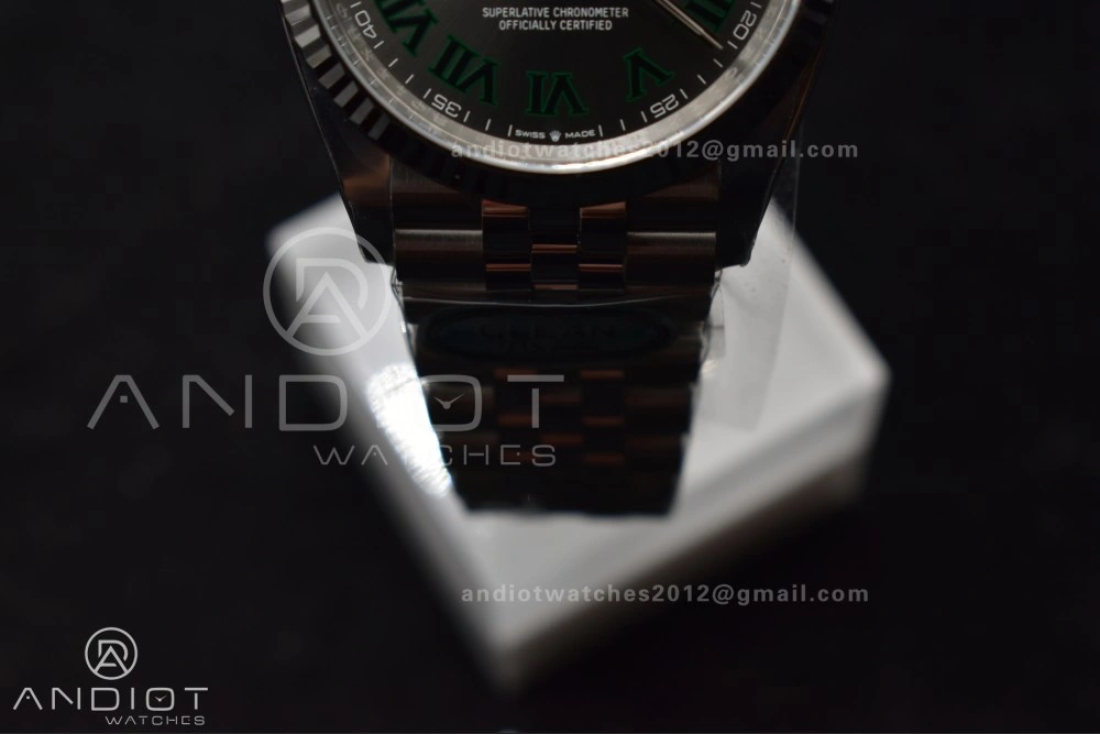 DateJust 36 126234 Clean 1:1 Best Edition 904L Steel Gray Dial Green Roman Markers on Jubilee Bracelet VR3235