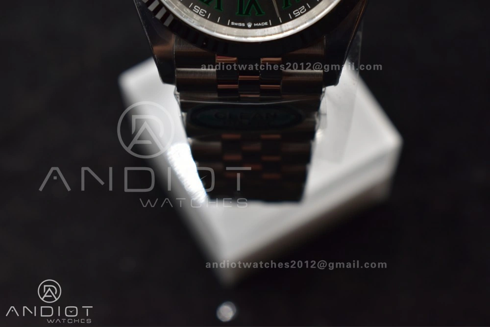 DateJust 36 126234 Clean 1:1 Best Edition 904L Steel Gray Dial Green Roman Markers on Jubilee Bracelet VR3235