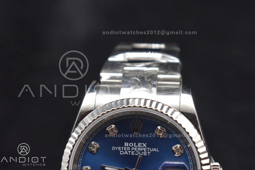 DateJust 36 DIWF 1:1 Best Edition 904L Steel Blue Diamonds Dial on Oyster Bracelet SA3235