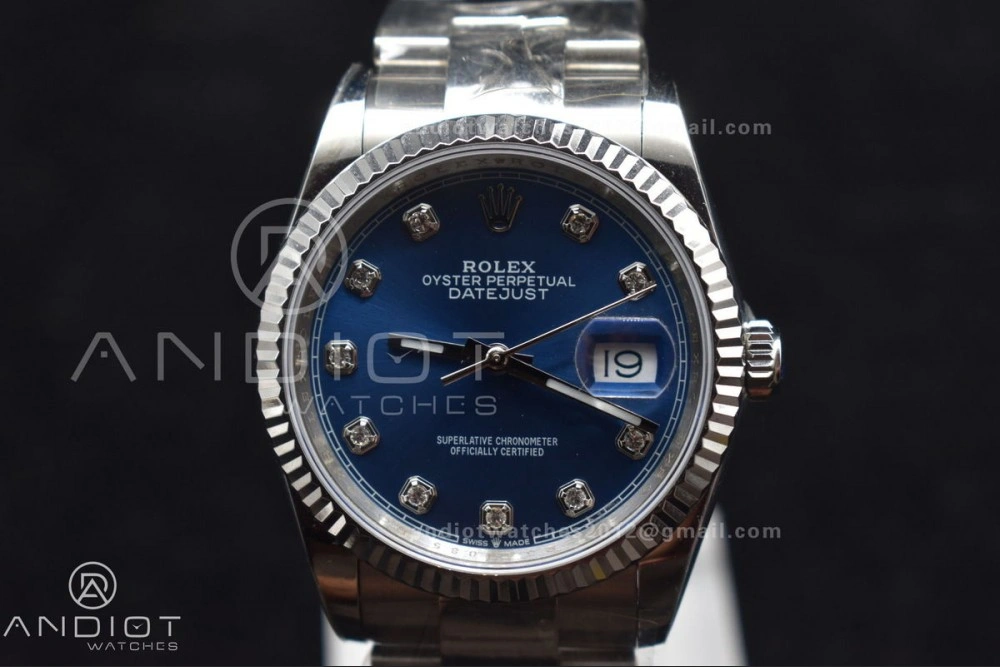 DateJust 36 DIWF 1:1 Best Edition 904L Steel Blue Diamonds Dial on Oyster Bracelet SA3235