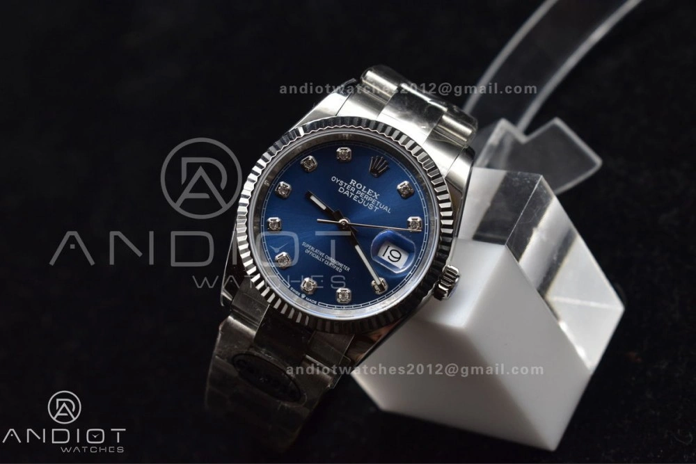 DateJust 36 DIWF 1:1 Best Edition 904L Steel Blue Diamonds Dial on Oyster Bracelet SA3235